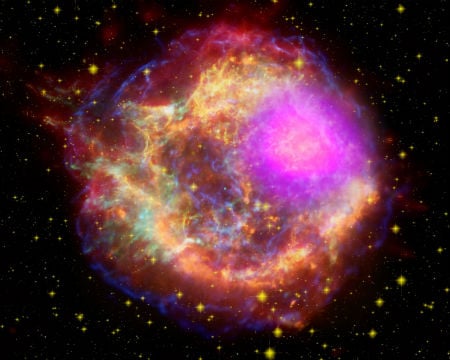 A vividly coloured nebula