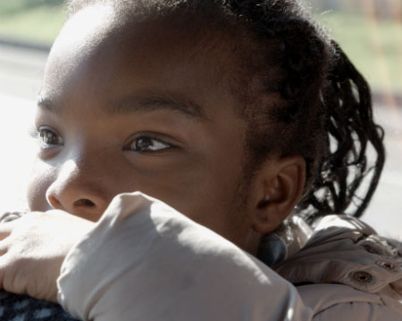 Little girl excited to arrive at Glasgow Science Centre