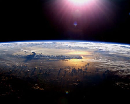 Earth at sunrise from space