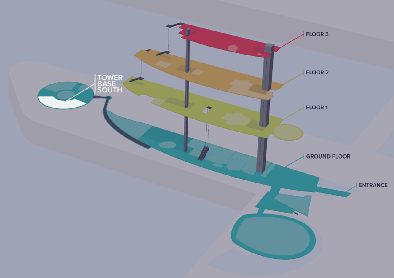 Tower Base South on map within building