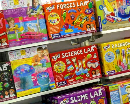 Science games on shelves
