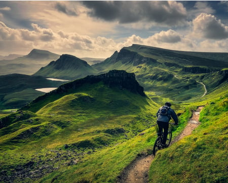 Grid image showing person on bike