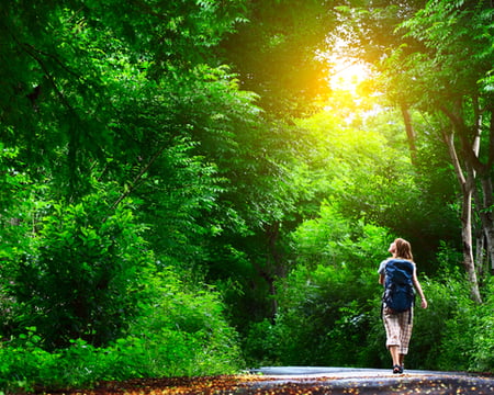 Image showing lady out on a walk in nature