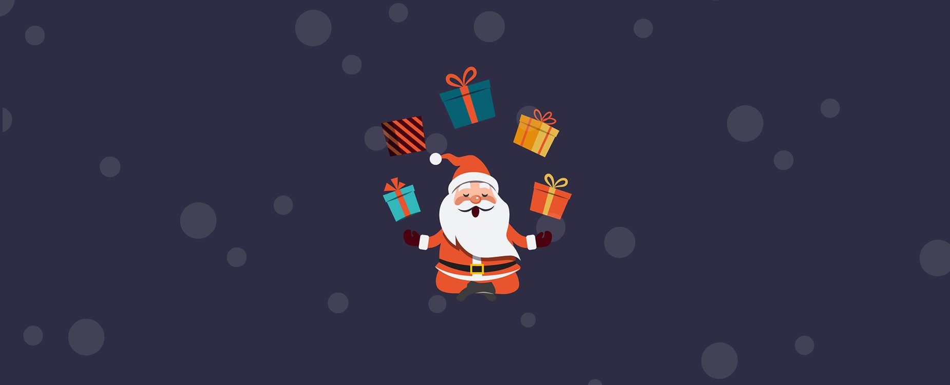 Santa juggling gifts 