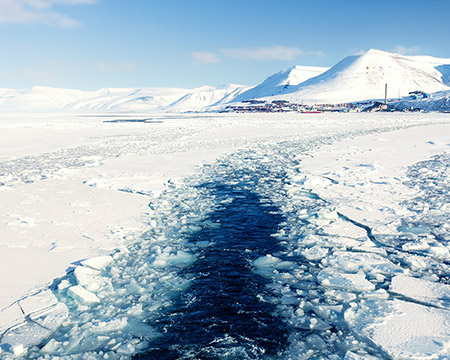 Glacier with small iceberg at the Arctic North Pole, Svalbard