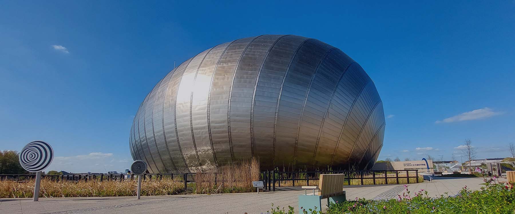 The IMAX building at Glasgow Science Centre