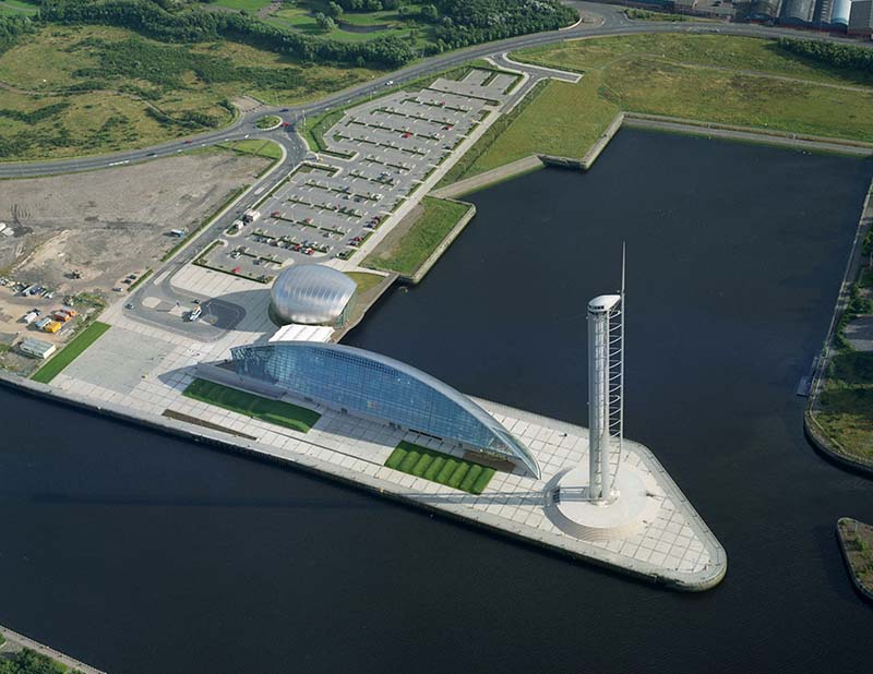 Glasgow Science Centre from the air. Image: Guthrie