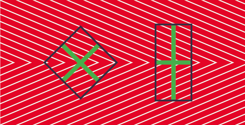If you have an obvious present to hide, this is the illusion for you. These shapes appear to be distorted, when in fact they're not. It's a trick of the eyes