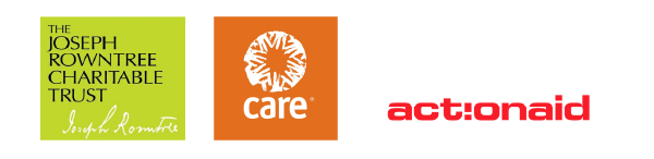 Funders logos: The Joseph Rowntree Charitable Trust, Care Internation and Actionaid UK