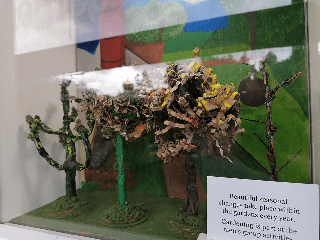 One of the exhibit pieces: A series of 4 trees showing how a tree changes through the year