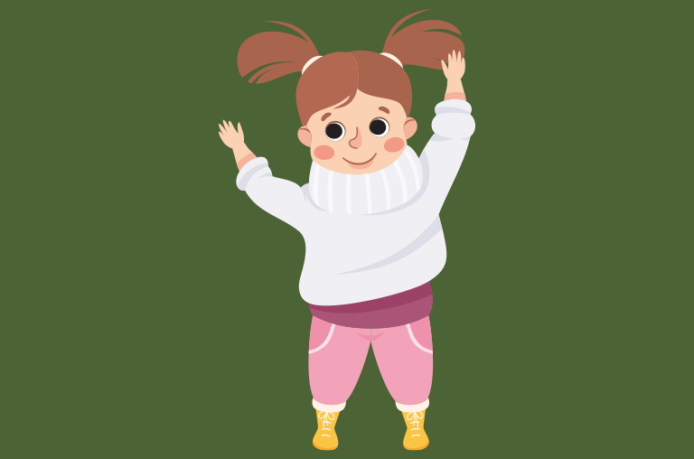 illustration of a child putting on a jumper
