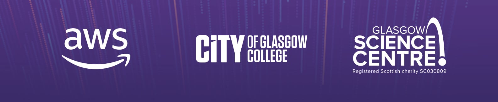 Logo strip - AWS, City of Glasgow College, and Glasgow Science Centre