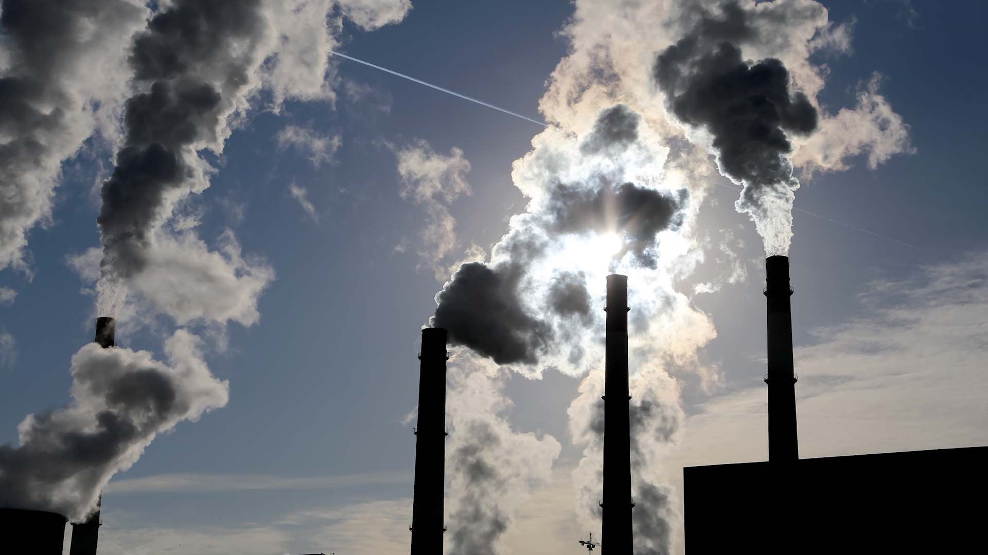 Smoke stacks at coal burning power plant