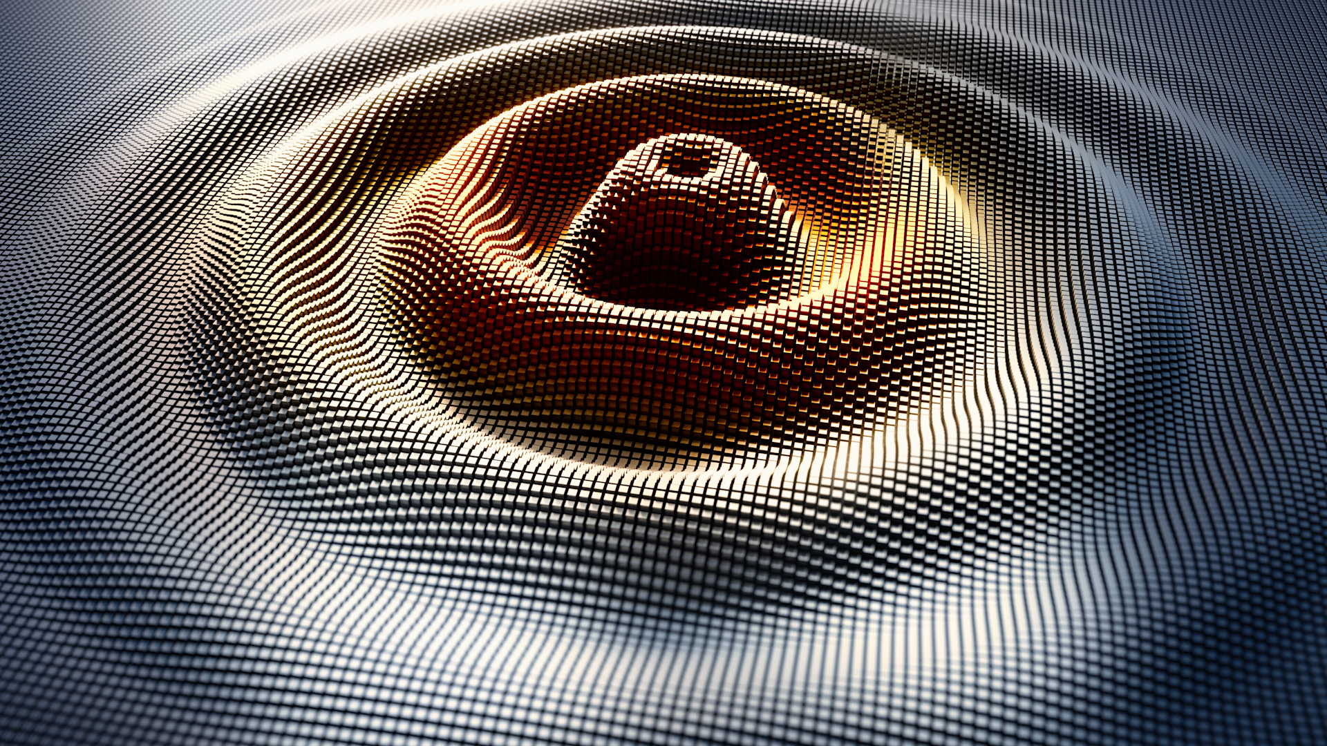 Interference and waves in a digital raster micro structure - 3D illustration