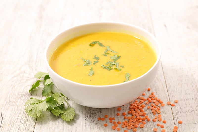 A bowl of lentil soup