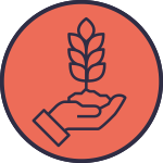 Food icon - a hand holds a plant