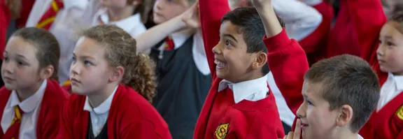Enthusiastic primary school pupils take part in a BodyWorks on Tour Workshop
