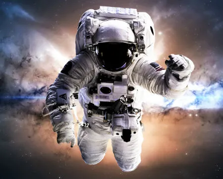 Astronaut flying through space