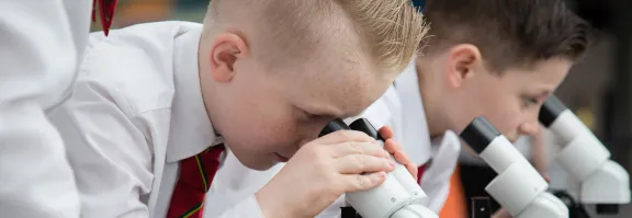Pupils using microscopes
