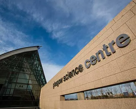 Glasgow Science Centre entrance and sign