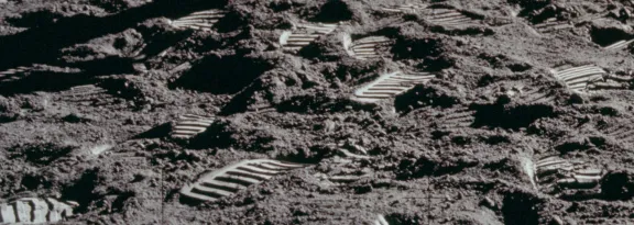 Foot prints on the lunar surface. Credit: NASA