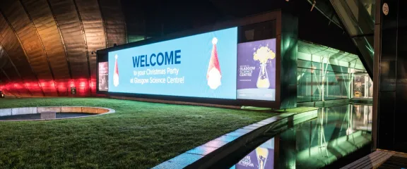 Outside Glasgow Science Centre