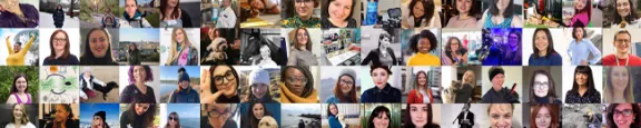 A collage featuring women who work in science