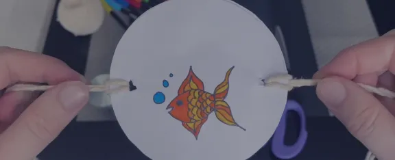 A fish drawn on a spinning card toy