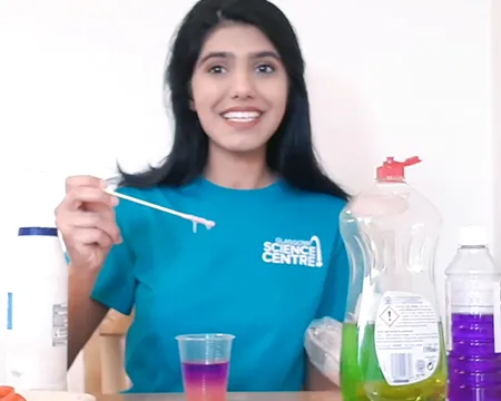 Presenter Sabah prepares to extract DNA from strawberries