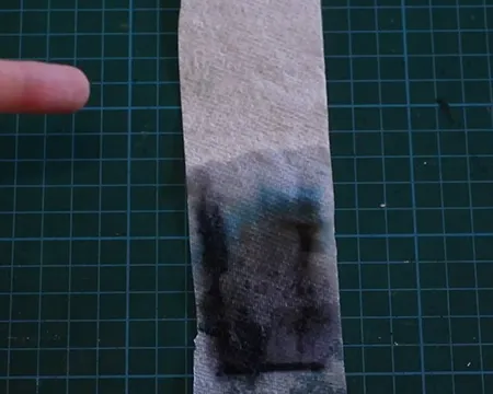 Ink chromatography in action showing colour separation
