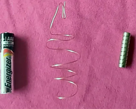 A battery, wire and neodymium magnet