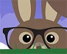 An illustrated rabbit wearing spectacles