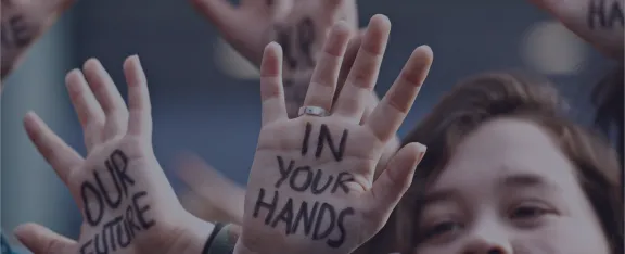 Banner image showing young people protesting