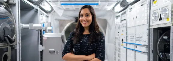 Female Engineer in Space Station