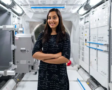 Female Engineer in Space Station
