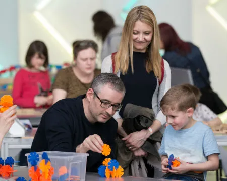 A family building with hexagonal shaped pieces