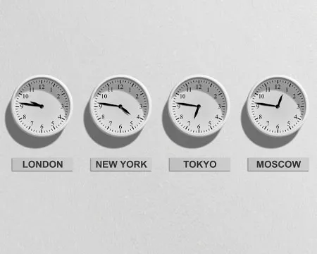 London, New York, Tokyo and Moscow Clocks