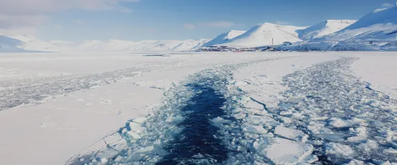 Glacier with small iceberg at the Arctic North Pole, Svalbard