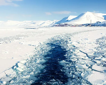 Glacier with small iceberg at the Arctic North Pole, Svalbard