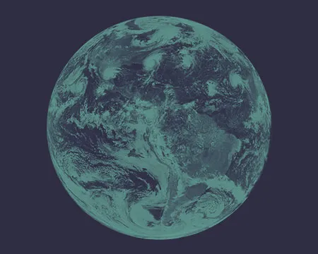Planet Earth in space with a green-tint