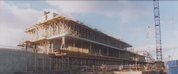 A photo shows the science centre being constructed in 2000