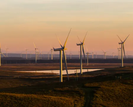 wind turbines on hillside