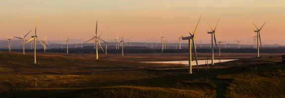 wind turbines on hillside