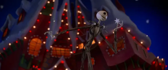 Jack skellington holding snowflake in Christmas Town 