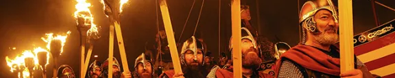 Vikings march the streets during Up Helly Aa in Lerwick