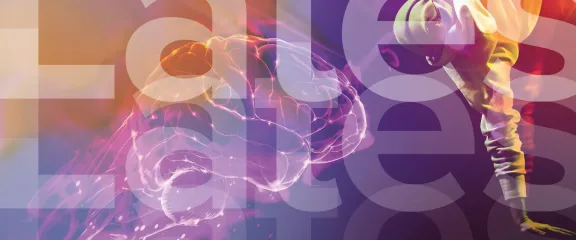 Abstract Science Lates artwork shows human brain and breakdancer against the word, "Lates"