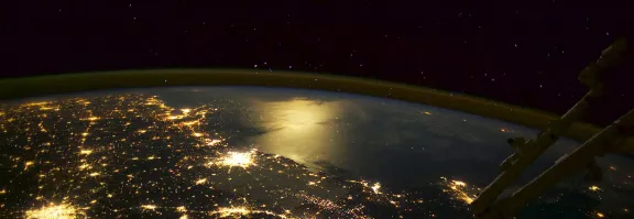 View of lights on earth taken from international space station