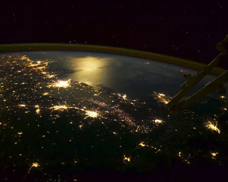 View of lights on earth taken from international space station