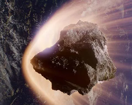 An asteroid hurtles towards the planet