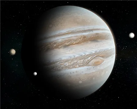 Jupiter and some of its moons